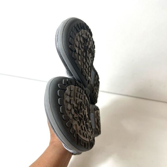 Skechers Memory Foam Womens 10 Gray Strappy Sandals Slip On Sling Back Flat Open - Picture 7 of 11